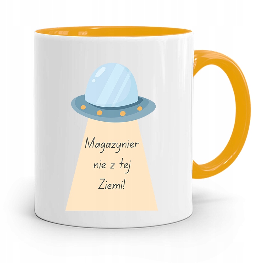 Kubek Żółty Dla Magazyniera Nie Z Tej Ziemi Z Nadrukiem Ze Zdjęciem