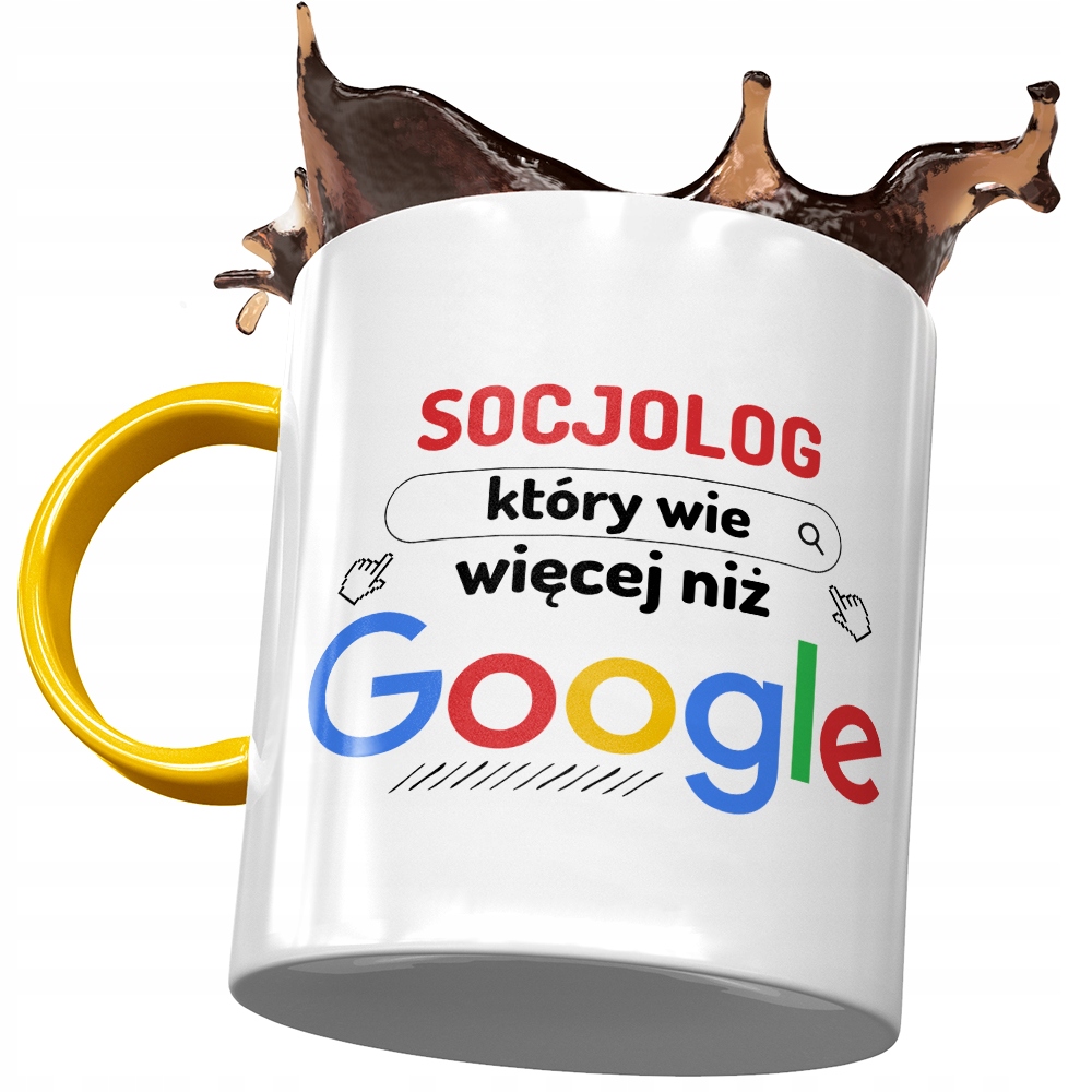 Kubek Żółty Dla Socjologa Wie Więcej Niż Google Z Nadrukiem Ze Zdjęciem