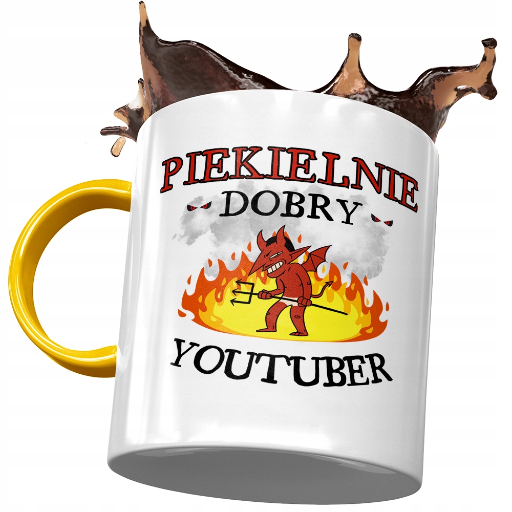 Kubek Żółty Dla Youtubera Piekielnie Dobry Kubek Z Nadrukiem Ze Zdjęciem