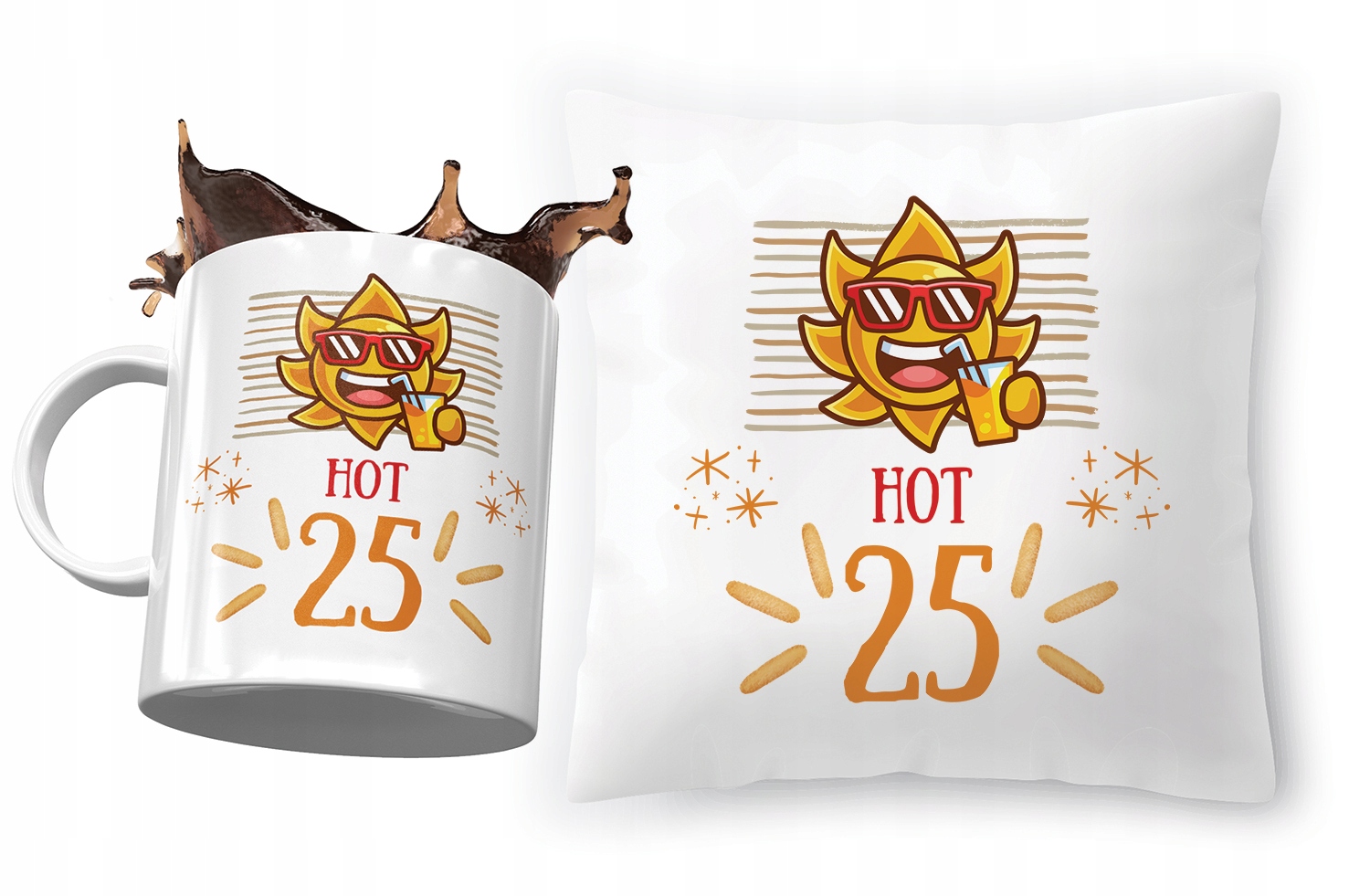 Zestaw Na Urodziny 25 25Te 25-Te Poduszka + Kubek Z Nadrukiem Ze Zdjęciem
