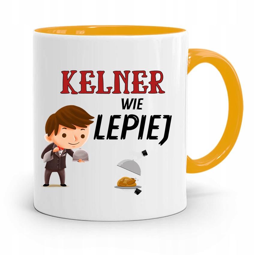 Dla Kelnera Kubek Żółty Kelner Wie Lepiej Prezent Z Nadrukiem Ze Zdjęciem