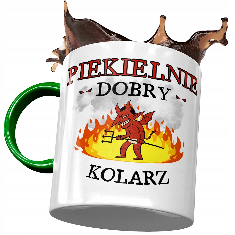 Kubek Zielony Dla Kolarza Piekielnie Dobry Z Nadrukiem Ze Zdjęciem