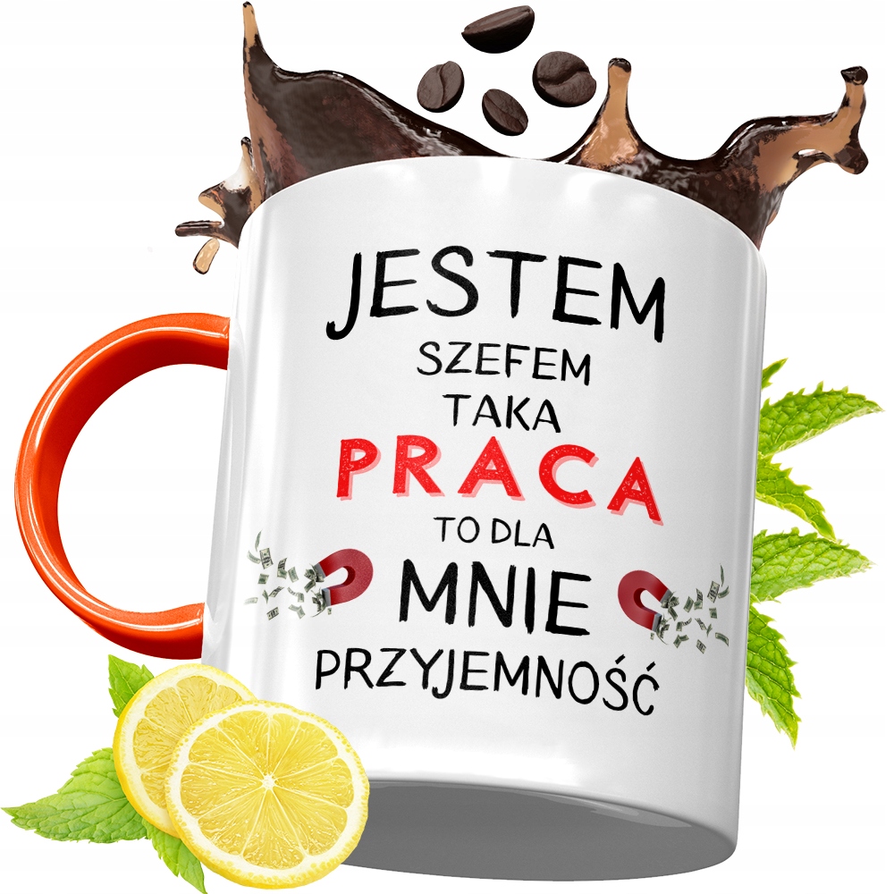 Kubek Pomarańczowy Dla Szefa Prezent Z Nadrukiem Ze Zdjęciem