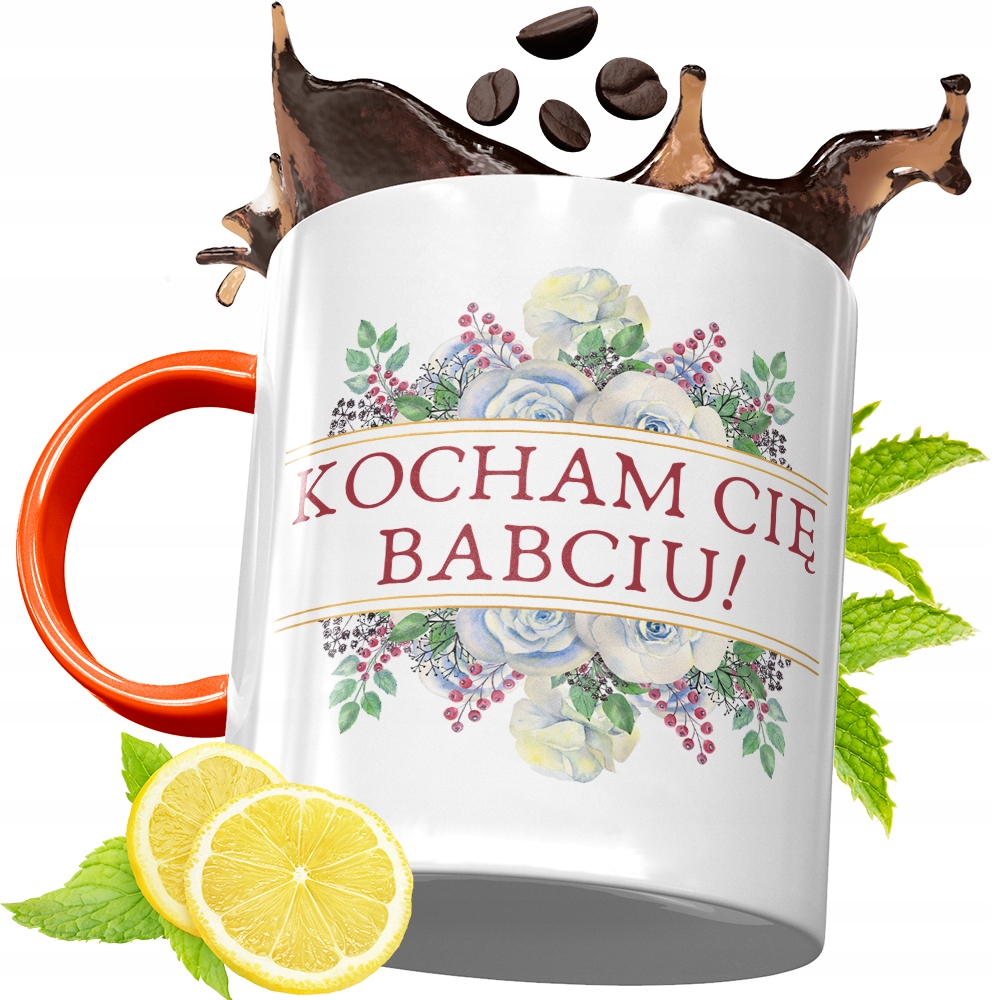 Kubek Pomarańczowy Dla Babci Dzień Babci Prezent Z Nadrukiem Ze Zdjęciem