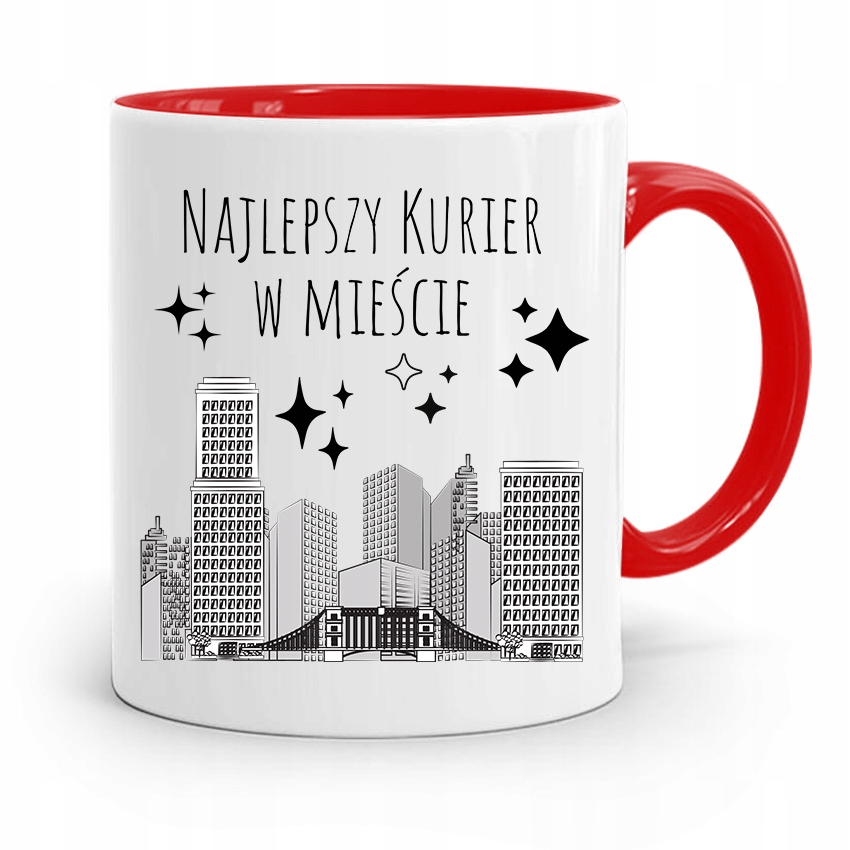 Kubek Czerwony Dla Kuriera Najlepszy W Mieście Z Nadrukiem Ze Zdjęciem