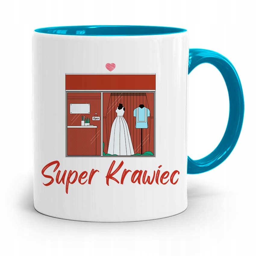 Kubek Błękitny Krawcowej Krawca Super Krawiec Z Nadrukiem Ze Zdjęciem