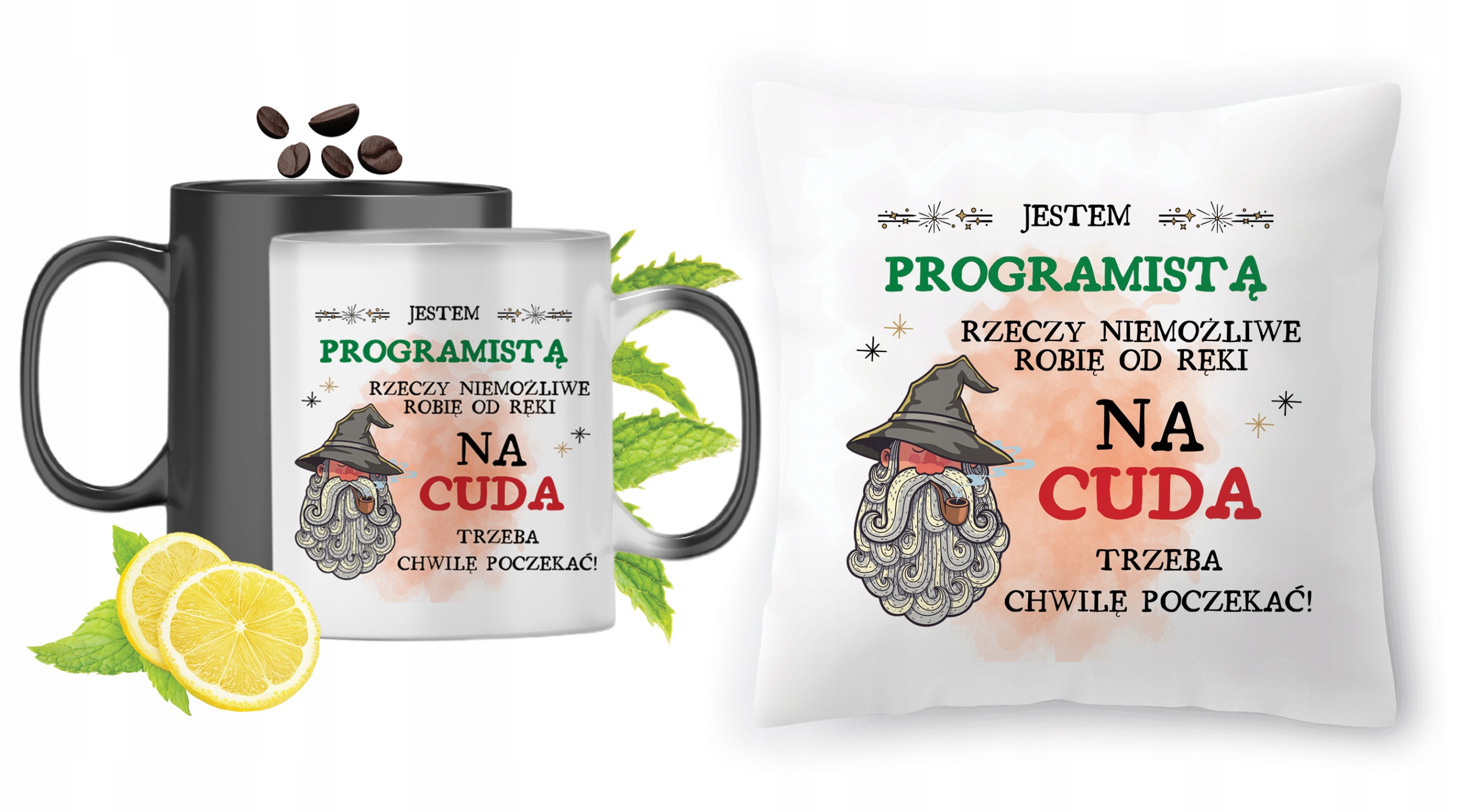 Dla Programisty Zestaw Kubek Magiczny + Poduszka Z Nadrukiem Ze Zdjęciem