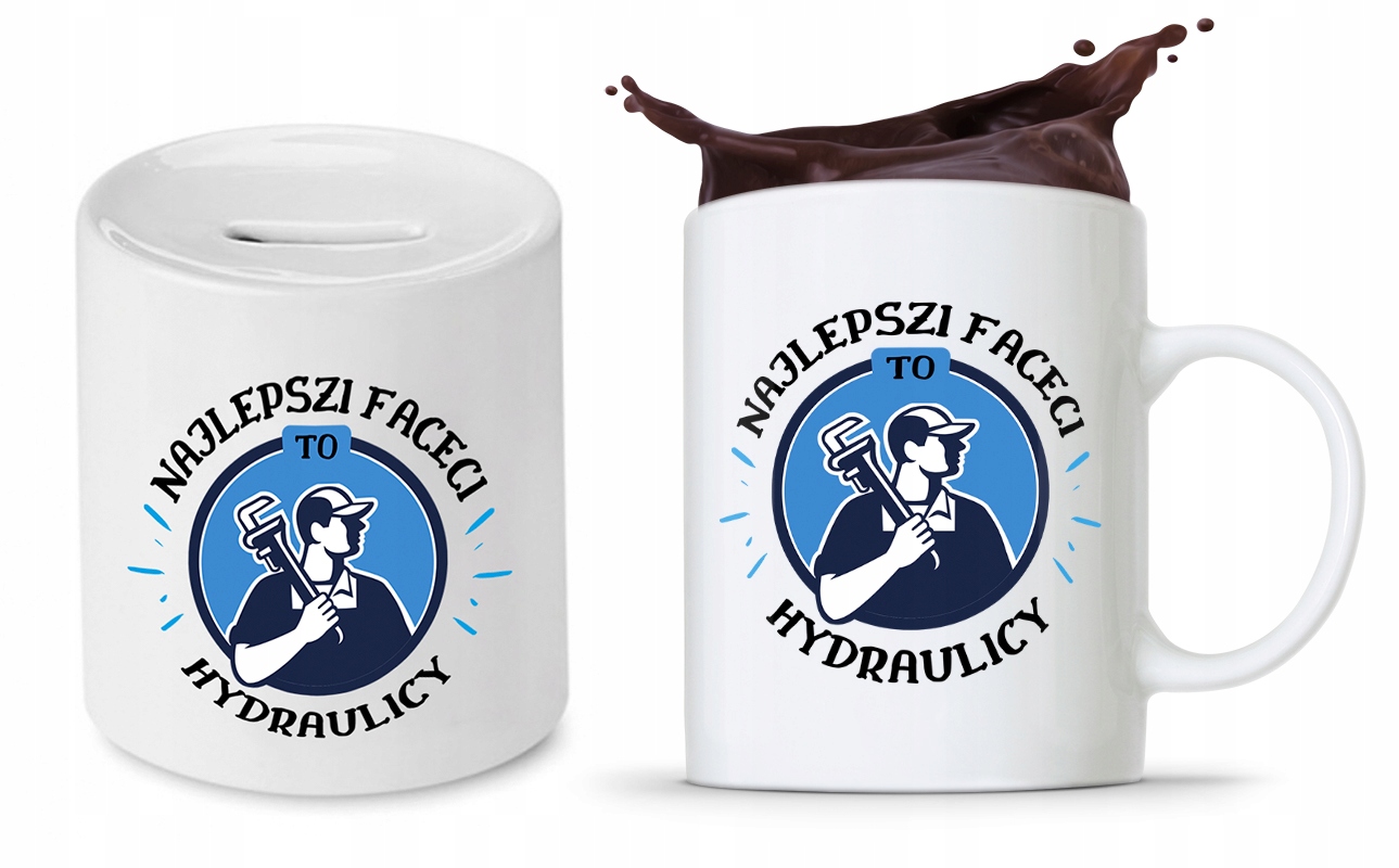 Dla Hydraulika Zestaw Kubek + Skarbonka Prezent Z Nadrukiem Ze Zdjęciem