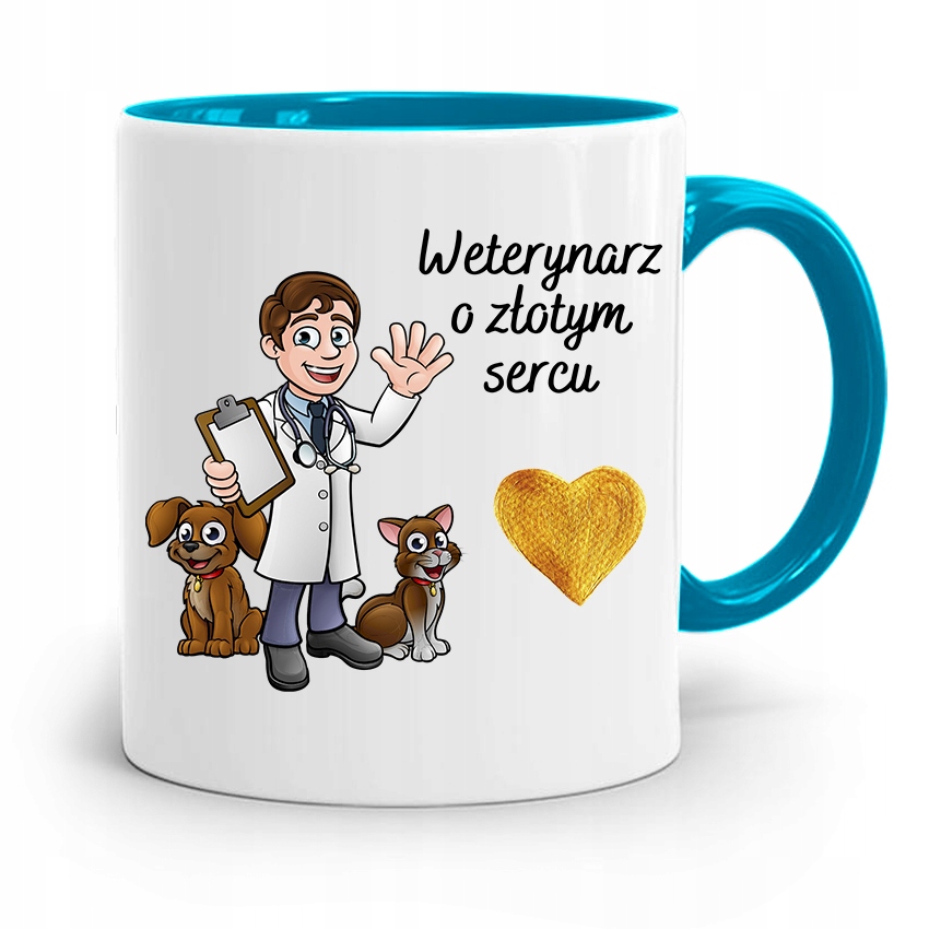 Kubek Błękitny Weterynarza O Złotym Sercu Prezent Z Nadrukiem Ze Zdjęciem