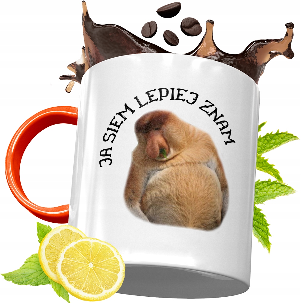 Kubek Pomarańczowy Śmieszny Janusz Nosacz Prezent Z Nadrukiem Ze Zdjęciem