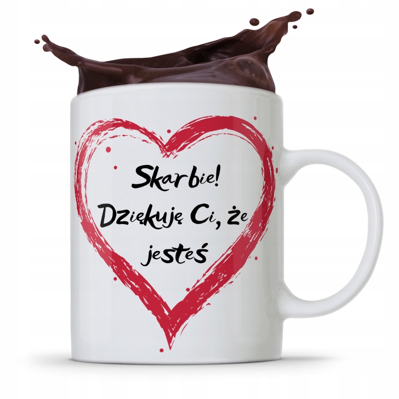 Kubek Prezent Dla Dziewczyny Skarbie Dziękuje Ci! Z Nadrukiem Ze Zdjęciem