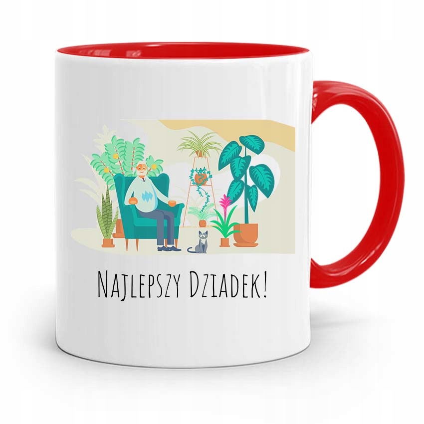 Kubek Czerwony Dla Dziadka Najlepszy Dziadek Z Nadrukiem Ze Zdjęciem