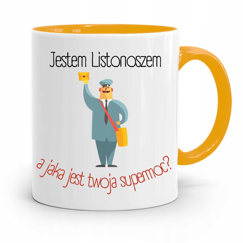 Kubek Żółty Dla Listonosza Jestem Listonoszem Z Nadrukiem Ze Zdjęciem