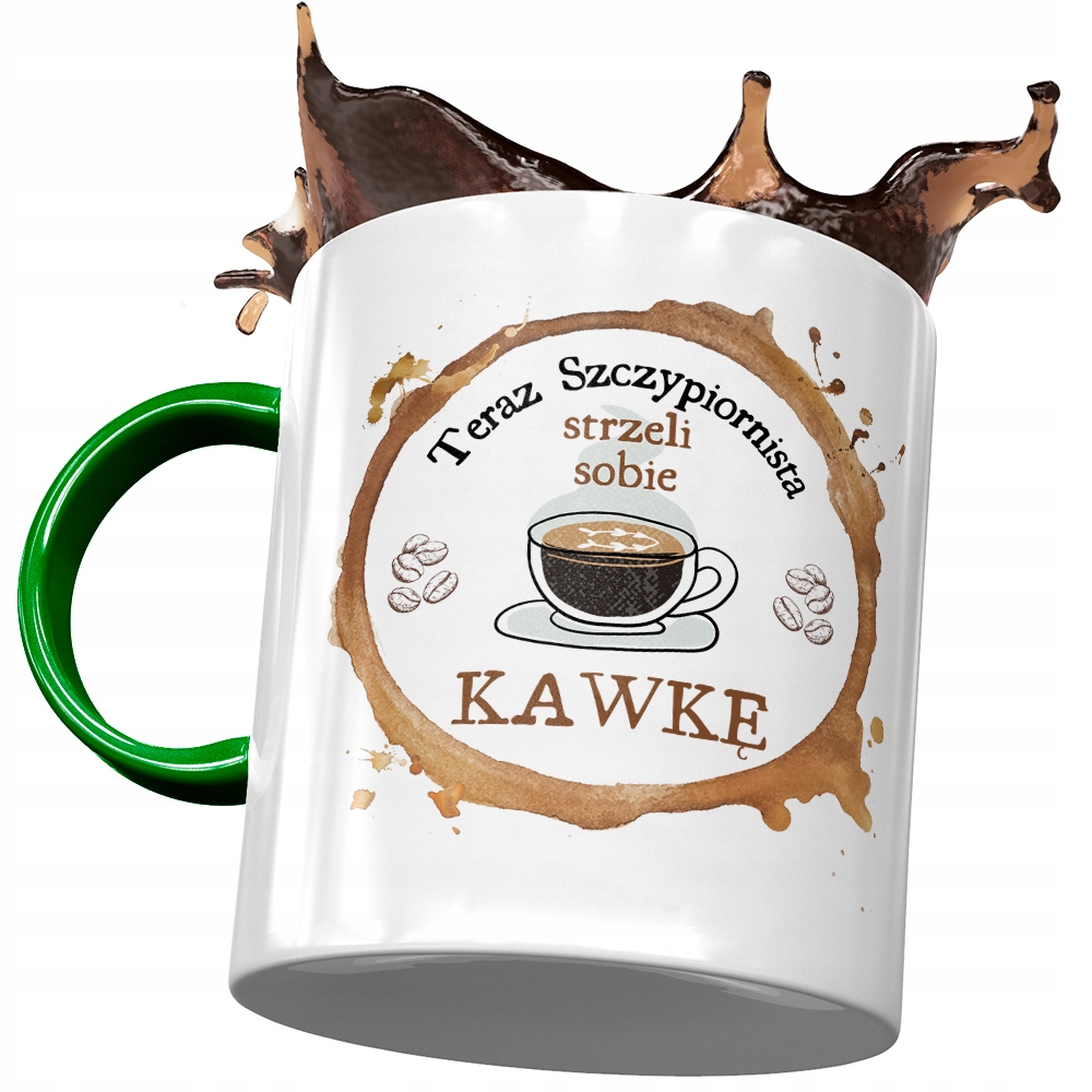 Kubek Zielony Dla Szczypiornisty Sobie Kawkę Z Nadrukiem Ze Zdjęciem