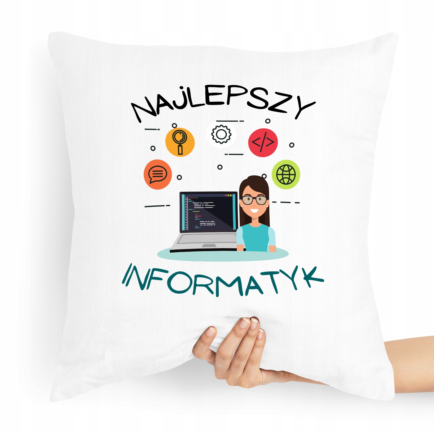 Poduszka Prezent Najlepszy Informatyk Programista Z Nadrukiem Ze Zdjęciem