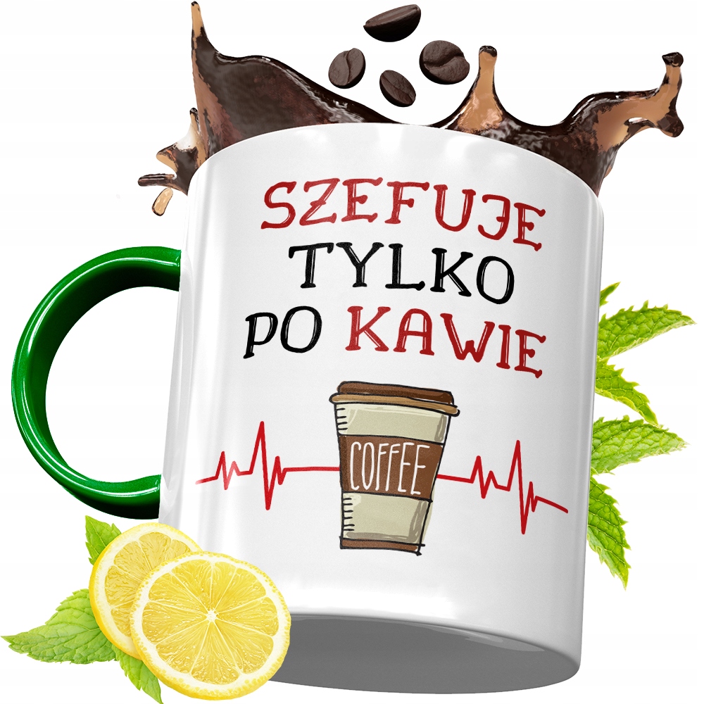 Kubek Zielony Dla Szefa Szefowej Prezent Urodziny Z Nadrukiem Ze Zdjęciem