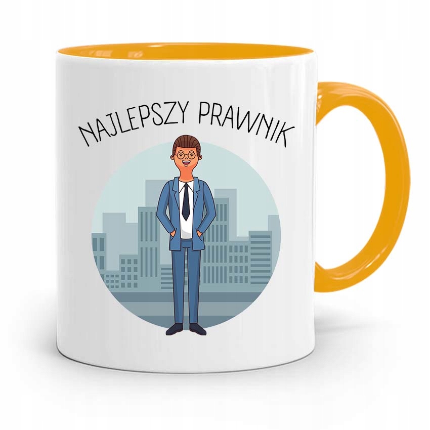 Kubek Żółty Prawnika Mecenasa Najlepszy Prawnik Z Nadrukiem Ze Zdjęciem