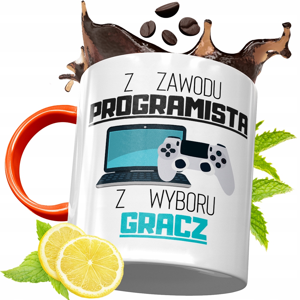 Kubek Pomarańczowy Dla Informatyka Programisty Z Nadrukiem Ze Zdjęciem