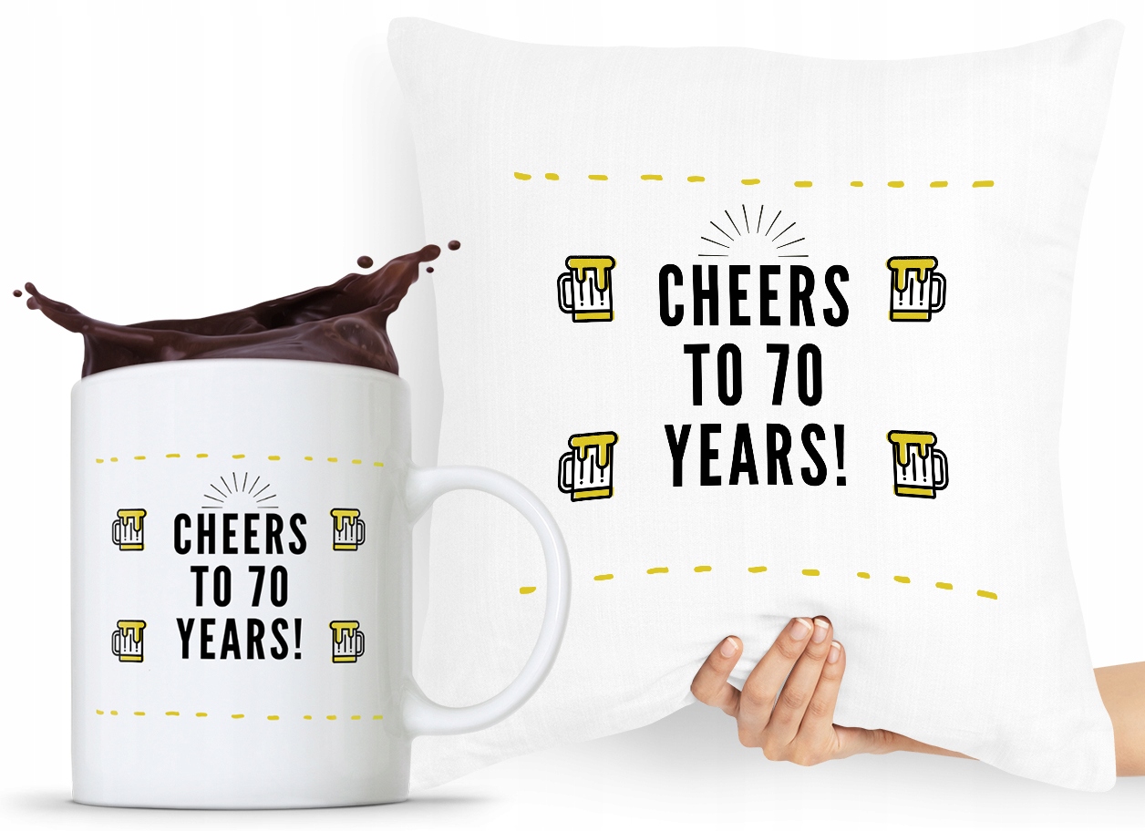 Zestaw Poduszka + Kubek Na Urodziny 70 70Te 70-Te Z Nadrukiem Ze Zdjęciem