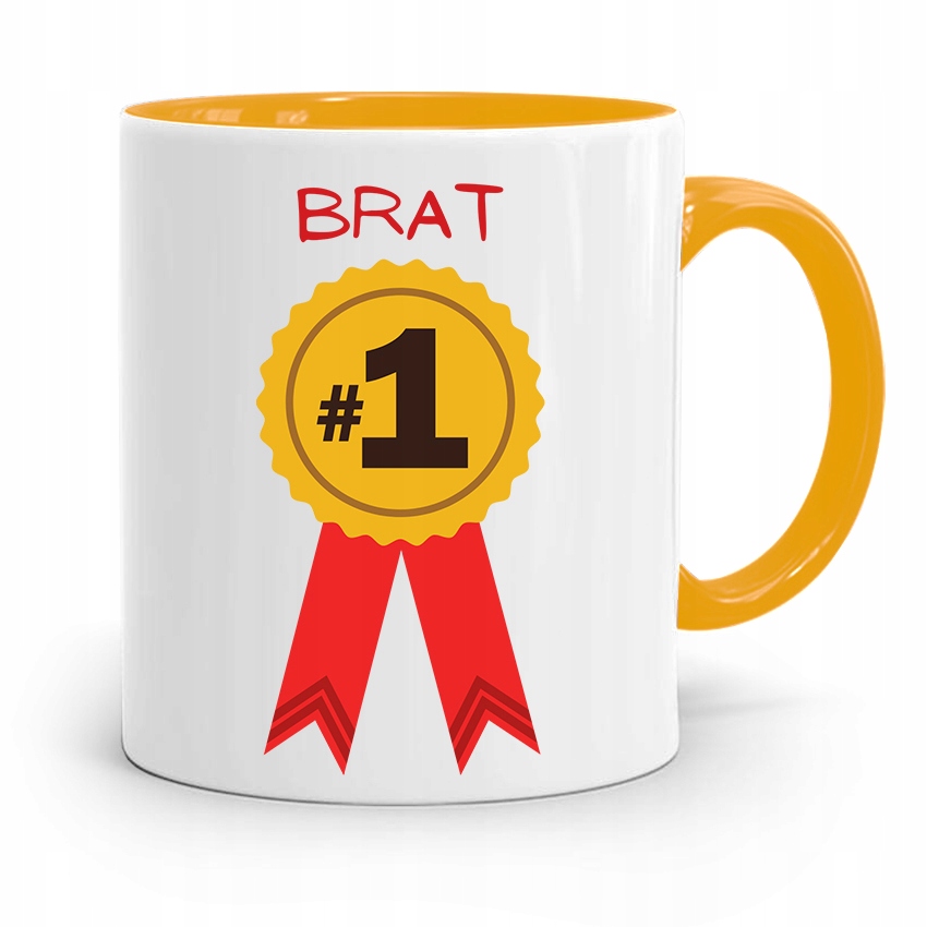 Kubek Żółty Prezent Dla Brata Brat Numer Jeden Z Nadrukiem Ze Zdjęciem