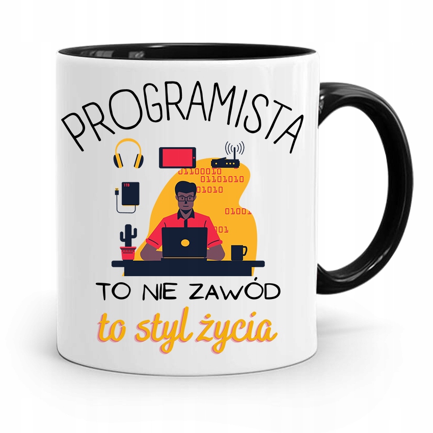 Kubek Czarny Informatyka Programisty To Styl Życia Z Nadrukiem Ze Zdjęciem