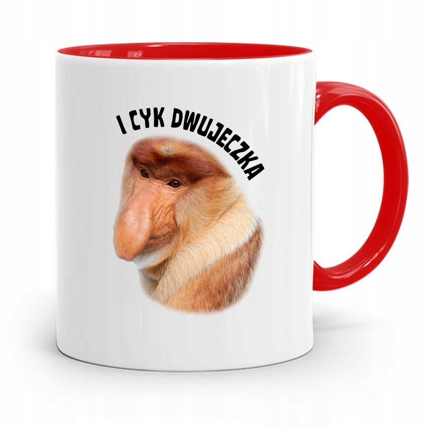 Kubek Czerwony Nosacz Janusz Cyk Dwujeczka Prezent Z Nadrukiem Ze Zdjęciem