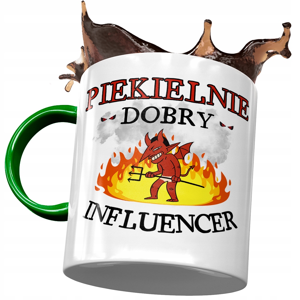 Kubek Zielony Dla Influencera Piekielnie Dobry Z Nadrukiem Ze Zdjęciem