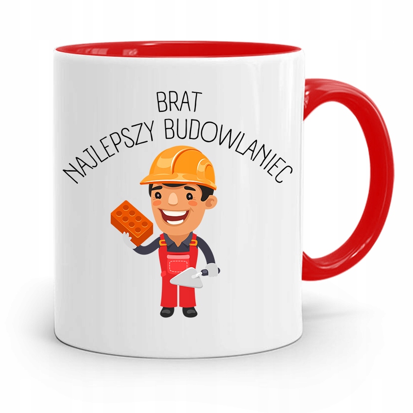 Kubek Czerwony Dla Brata Najlepszy Budowlaniec Z Nadrukiem Ze Zdjęciem