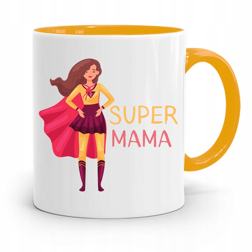 Kubek Żółty Prezent Dla Super Mamy Matki Mamusi Z Nadrukiem Ze Zdjęciem