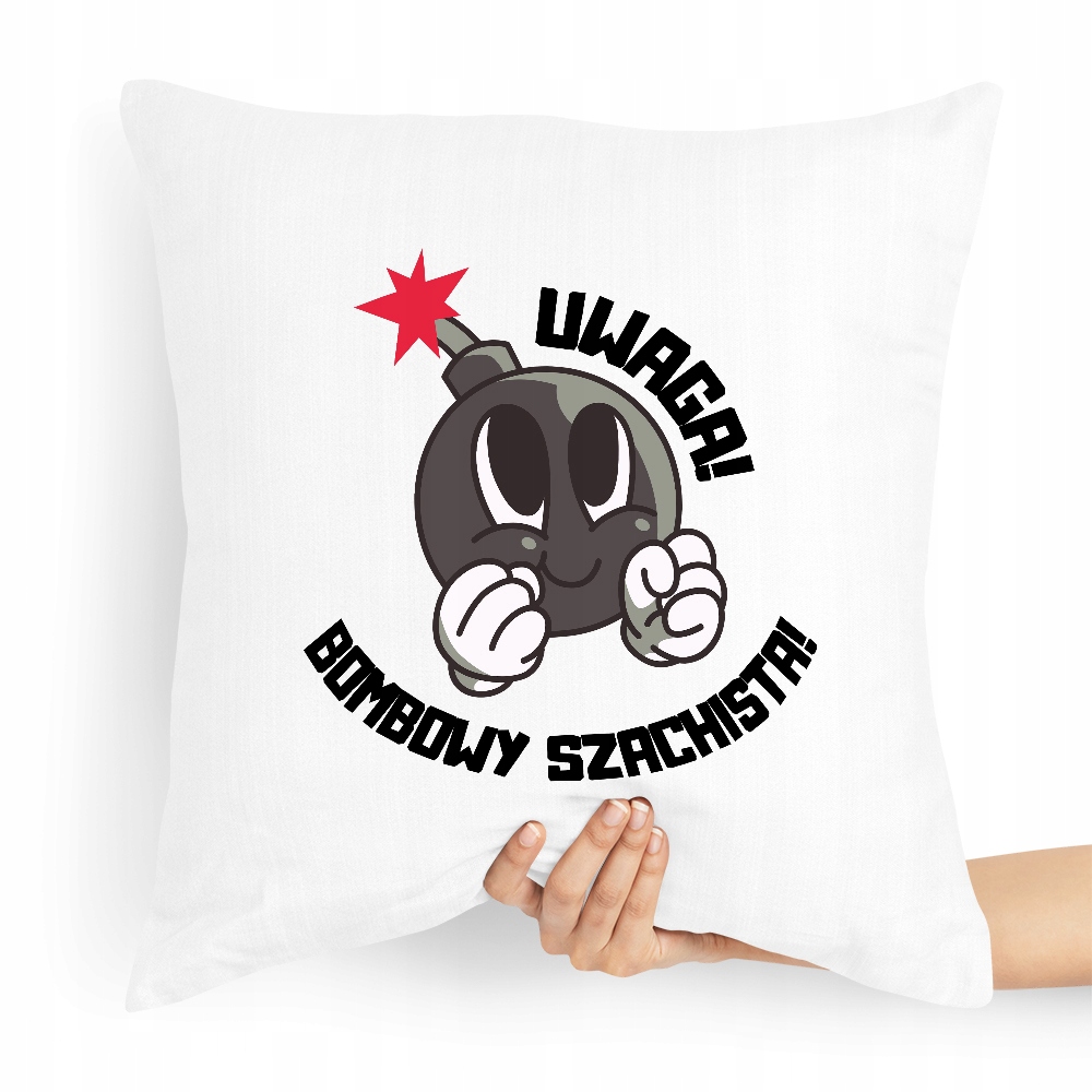 Poduszka Dla Szachisty Uwaga Bombowy Szachista Z Nadrukiem Ze Zdjęciem