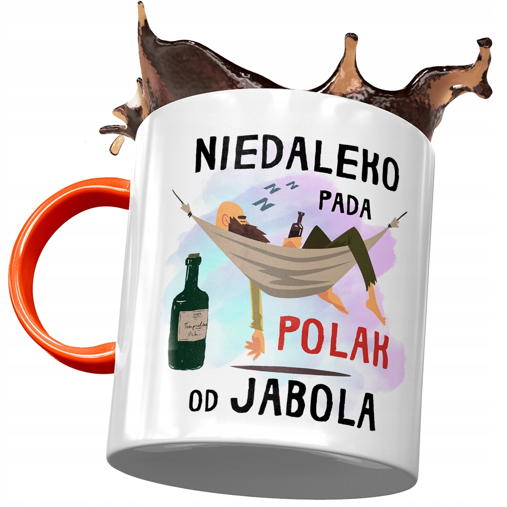 Kubek Pomarańczowy Śmieszny Niedaleko Pada Polak Z Nadrukiem Ze Zdjęciem