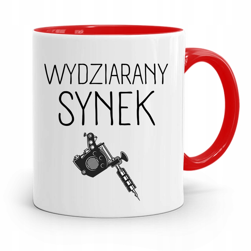 Kubek Czerwony Prezent Dla Syna Wydziarany Synek Z Nadrukiem Ze Zdjęciem