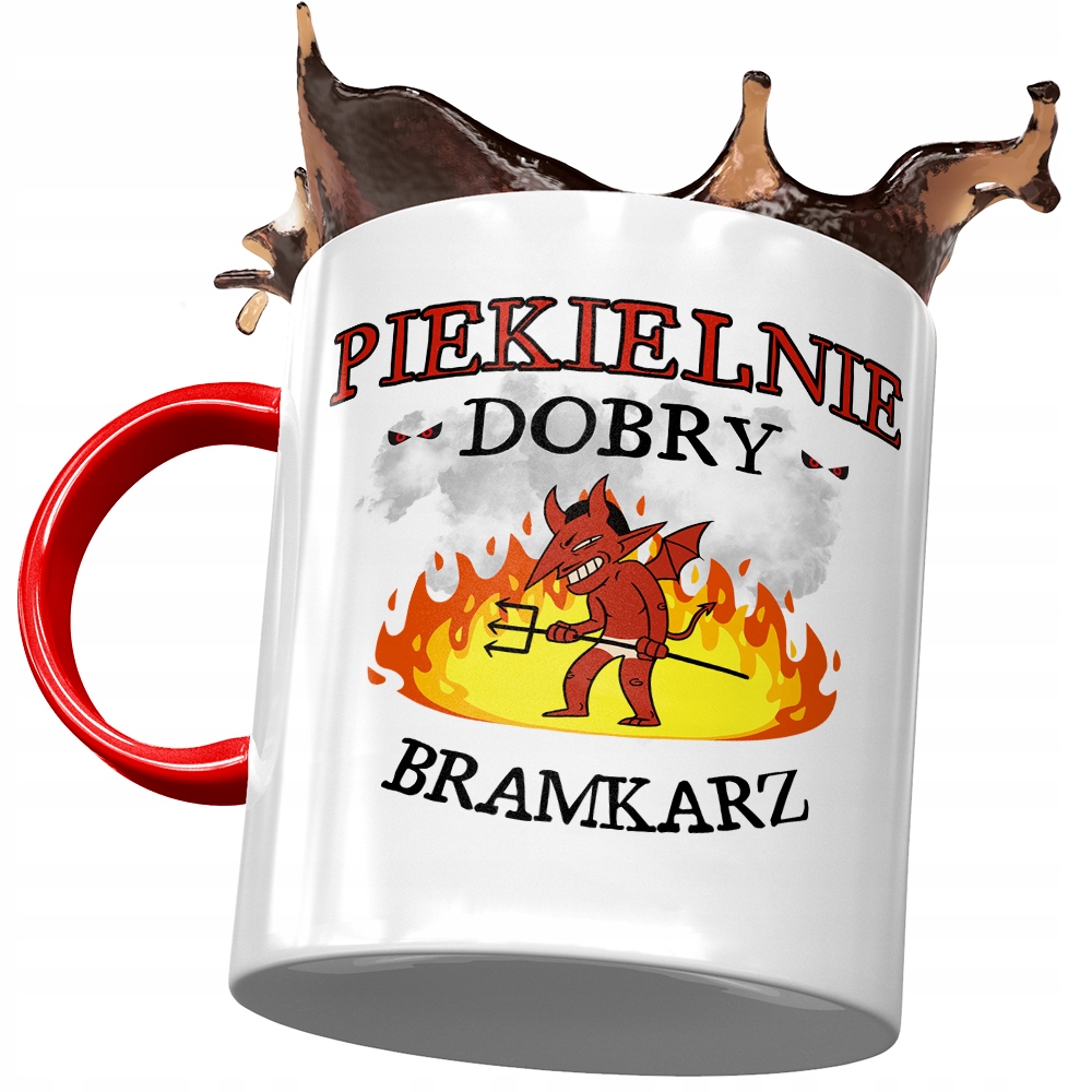 Kubek Czerwony Dla Bramkarza Piekielnie Dobry Z Nadrukiem Ze Zdjęciem