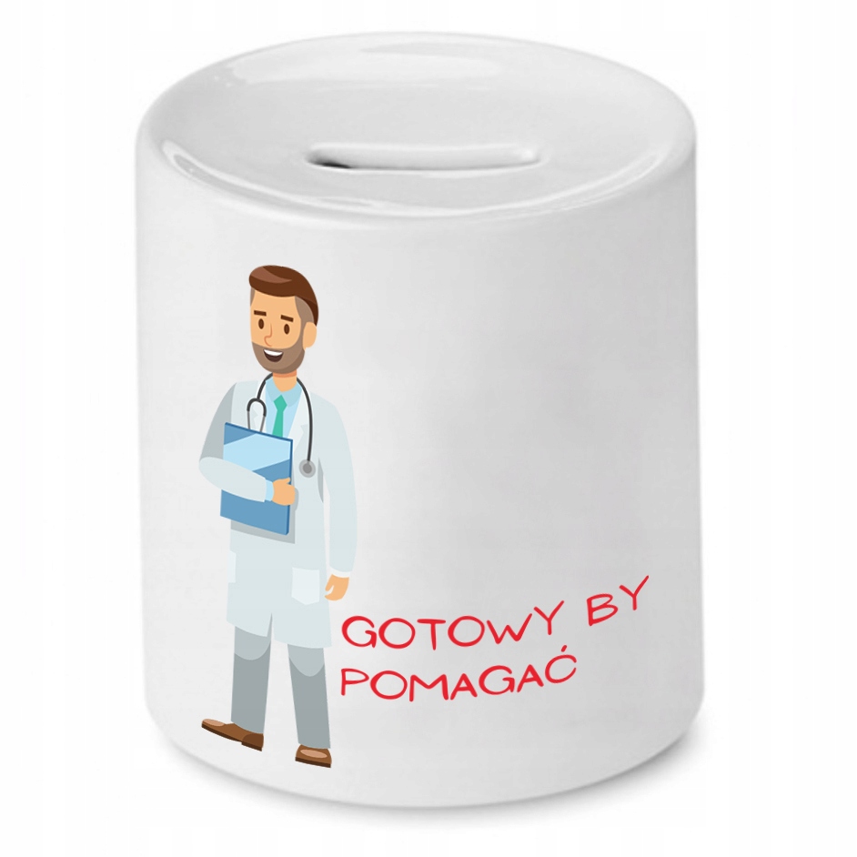 Skarbonka Dla Lekarza Doktora Gotowy By Pomagać Z Nadrukiem Ze Zdjęciem