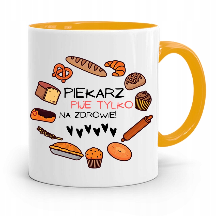 Kubek Żółty Dla Piekarza Pije Tylko Na Zdrowie Z Nadrukiem Ze Zdjęciem