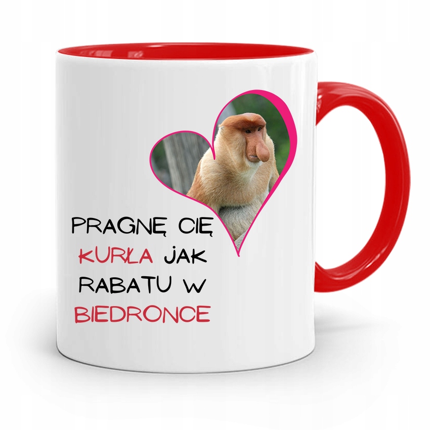 Kubek Czerwony Na Walentynki Pragne Cię Kurła Z Nadrukiem Ze Zdjęciem
