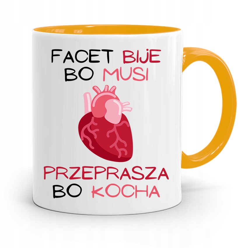 Kubek Żółty Dla Chłopaka Facet Przeprasza Bo Kocha Z Nadrukiem Ze Zdjęciem