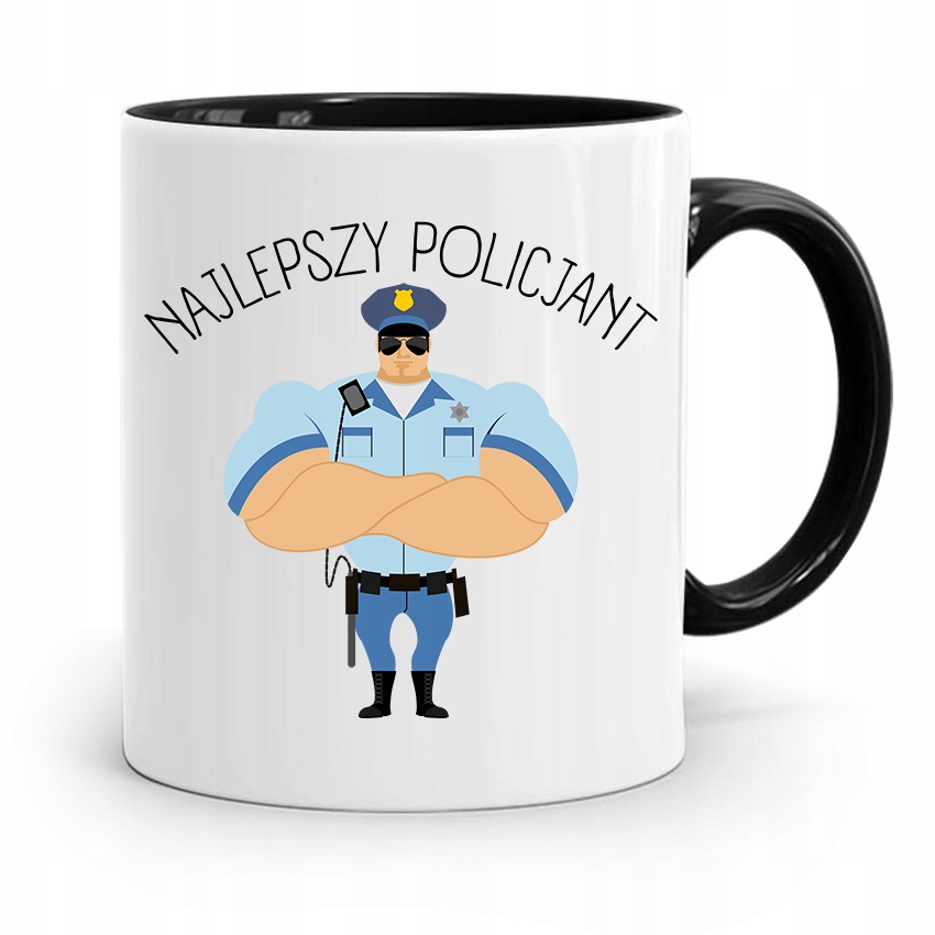 Kubek Czarny Prezent Dla Najlepszego Policjanta Z Nadrukiem Ze Zdjęciem