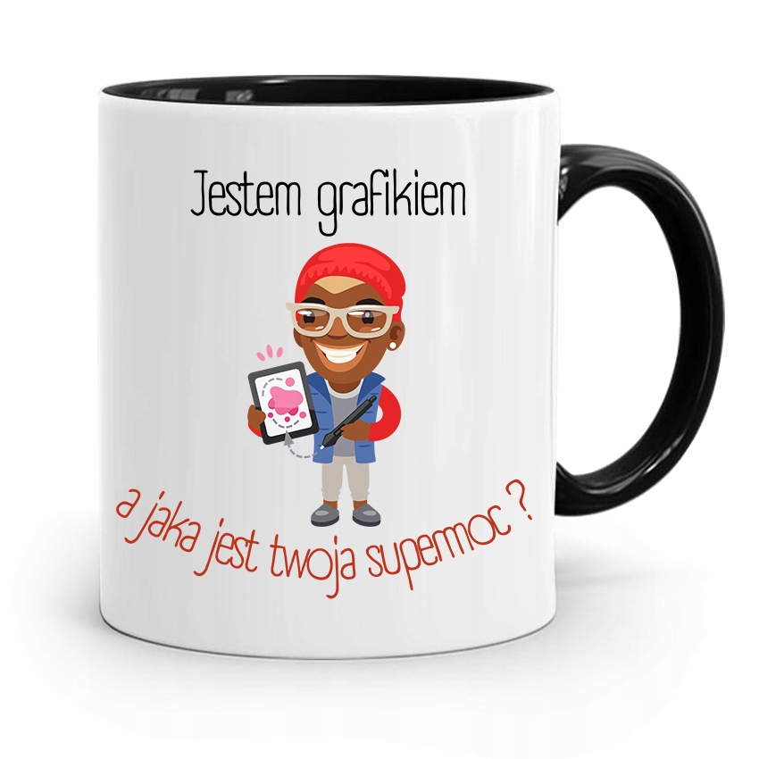 Kubek Czarny Prezent Dla Grafika Jestem Grafikiem Z Nadrukiem Ze Zdjęciem