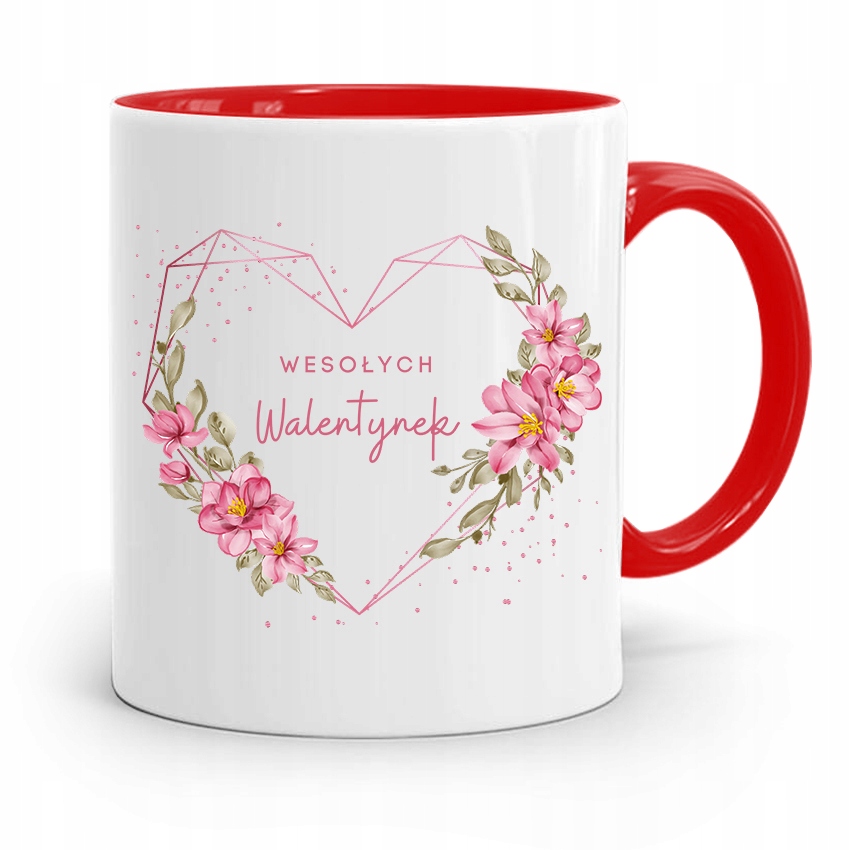 Kubek Czerwony Na Walentynki Wesołych Walentynek Z Nadrukiem Ze Zdjęciem