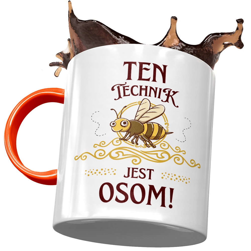 Kubek Pomarańczowy Dla Technika Jest Osom! Z Nadrukiem Ze Zdjęciem