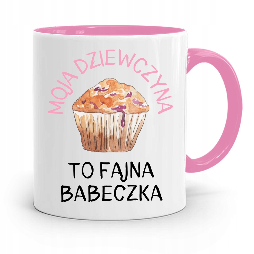 Kubek Różowy Dla Dziewczyny Żony Fajna Babeczka Z Nadrukiem Ze Zdjęciem