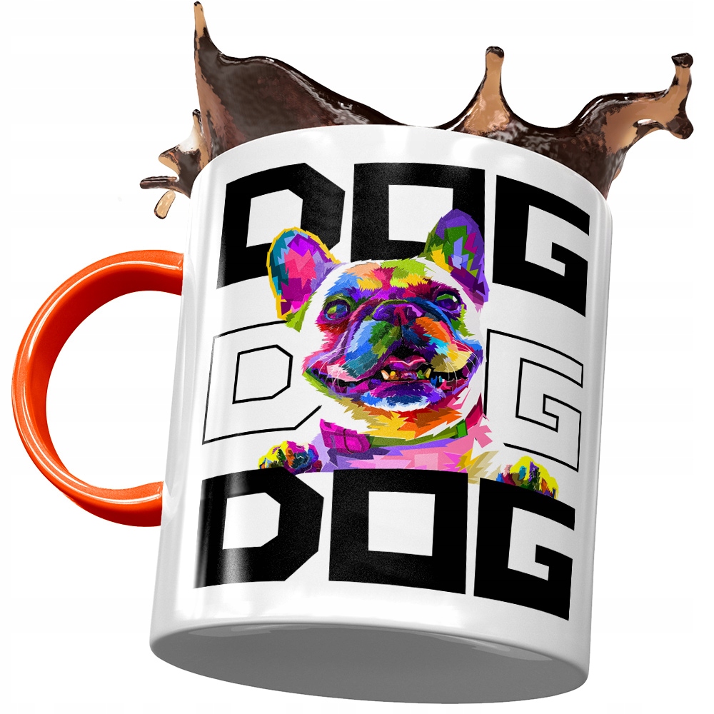 Kubek Pomarańczowy Z Pieskiem Psem Słodki Prezent Z Nadrukiem Ze Zdjęciem