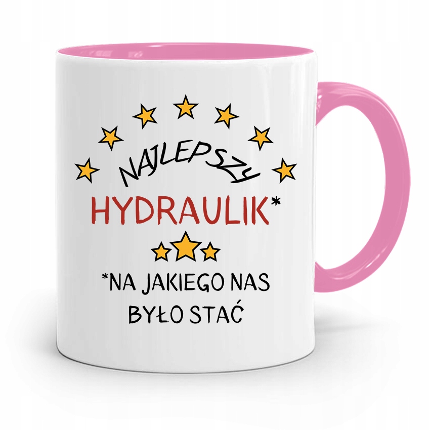 Kubek Różowy Prezent Dla Najlepszego Hydraulika Z Nadrukiem Ze Zdjęciem