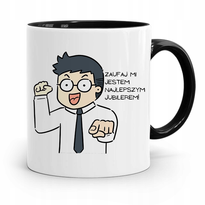 Dla Jubilera Kubek Czarny Zaufaj Mi Prezent Z Nadrukiem Ze Zdjęciem