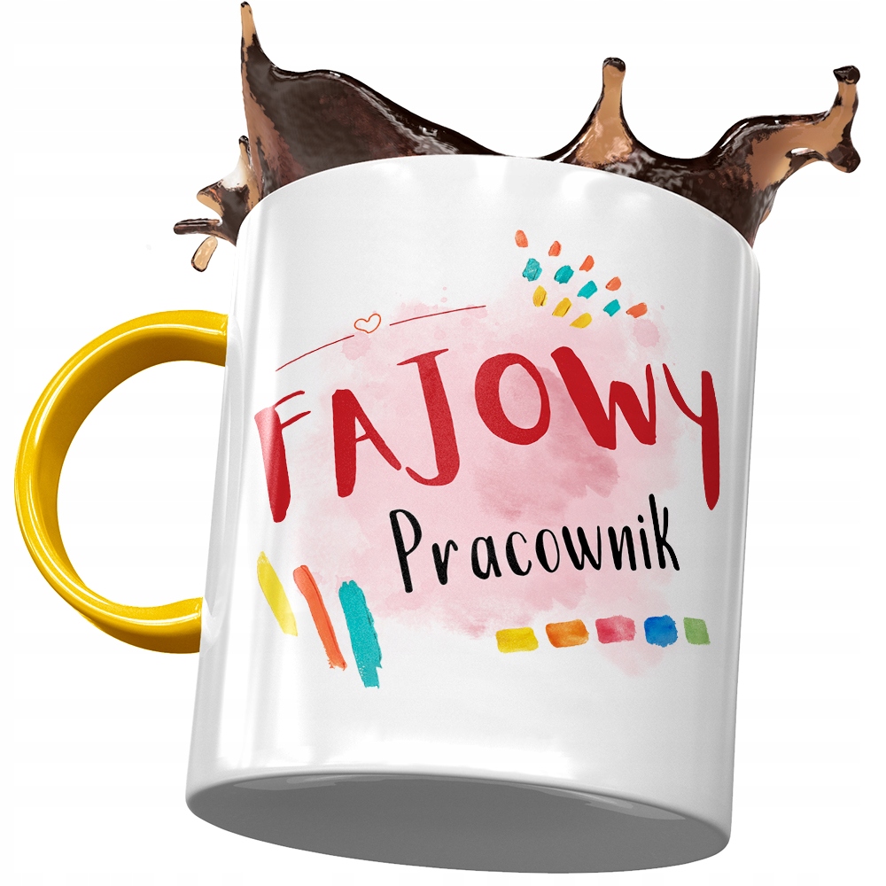 Kubek Żółty Dla Pracownika Fajowy Pracownik Z Nadrukiem Ze Zdjęciem