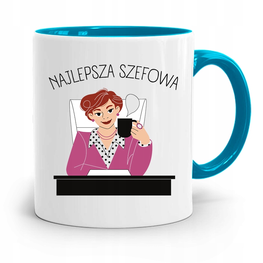 Kubek Błękitny Dla Szefa Najlepsza Szefowa Prezent Z Nadrukiem Ze Zdjęciem