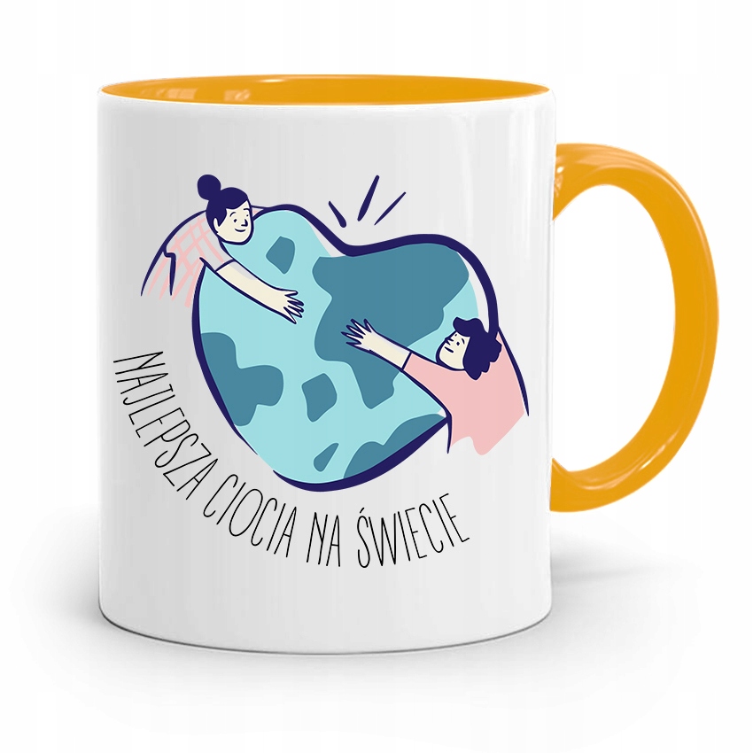 Kubek Żółty Prezent Dla Cioci Najlepsza Ciocia Z Nadrukiem Ze Zdjęciem