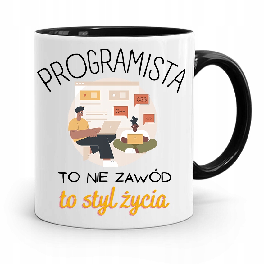 Kubek Czarny Informatyka Programisty To Styl Życia Z Nadrukiem Ze Zdjęciem