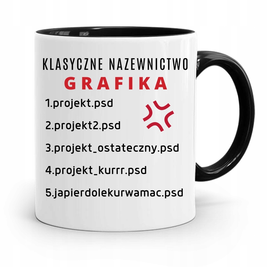 Kubek Czarny Dla Grafika Nazewnictwo Grafika Z Nadrukiem Ze Zdjęciem